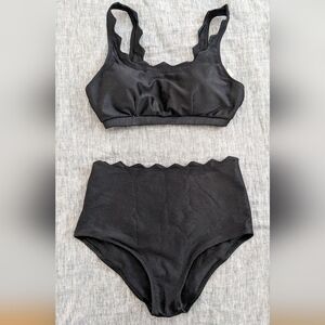 Cupshe Black Scalloped Bikini Set